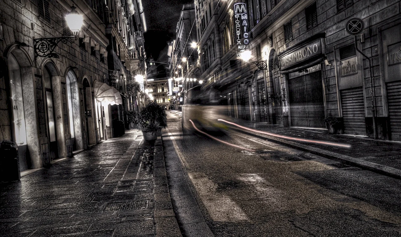 Улица ночью. Красивая картинка