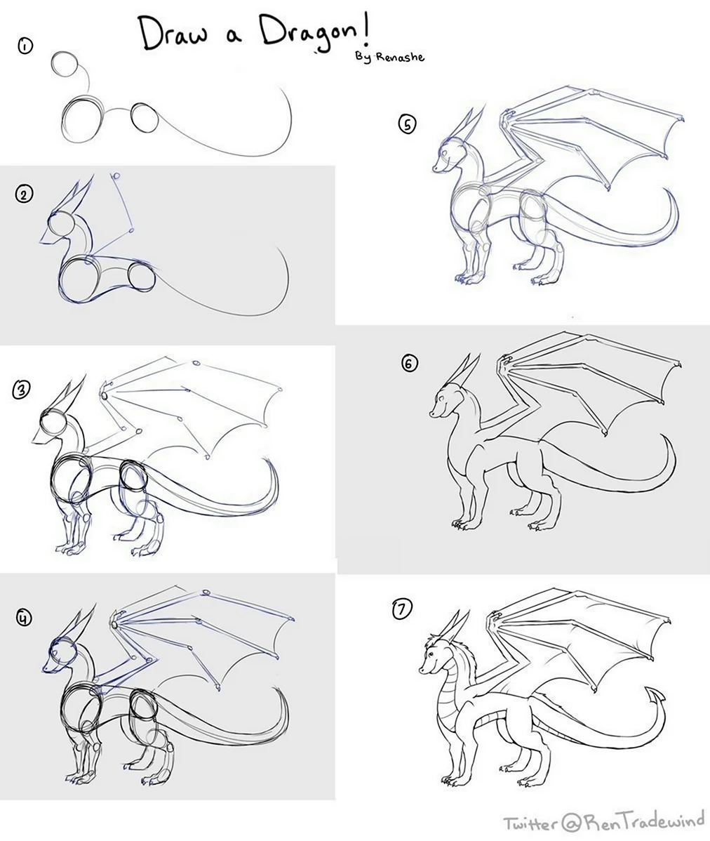 Урок рисования дракона. Для срисовки