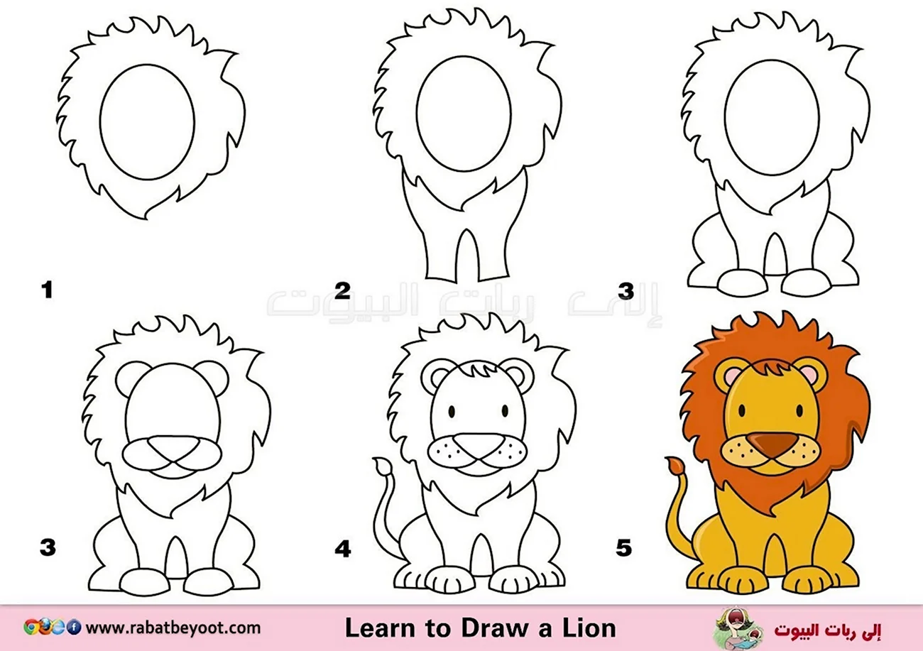 Урок рисования Льва для детей. Для срисовки