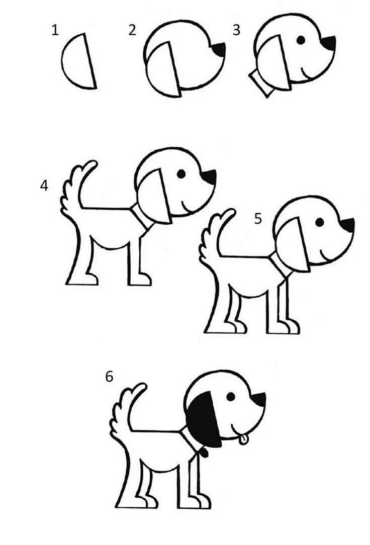 Урок рисования собаки для детей. Для срисовки