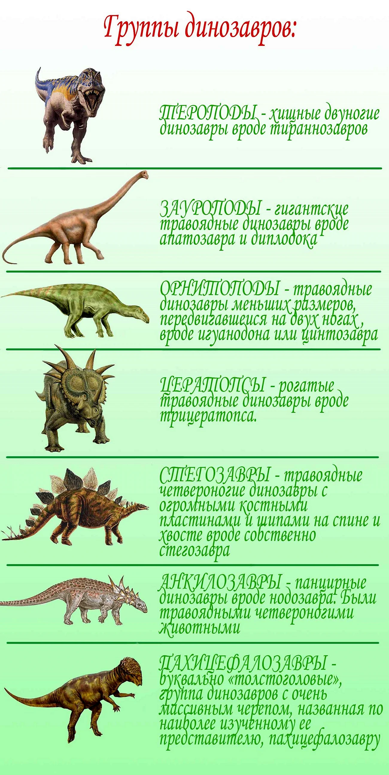 Виды динозавров таблица. Картинка
