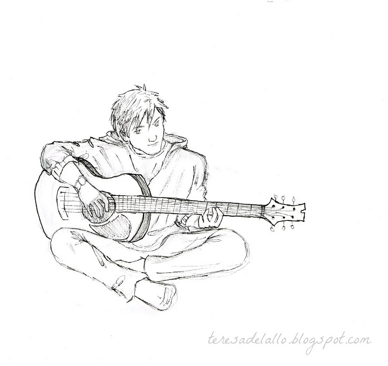 Виктор Цой с гитарой рисунок карандашом. Для срисовки
