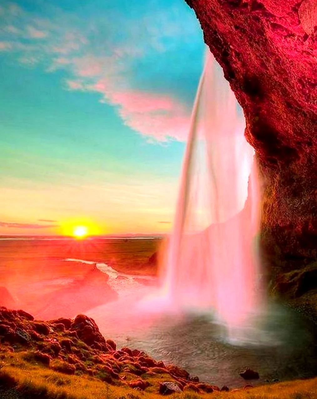 Водопад Сельяландсфосс. Красивая картинка