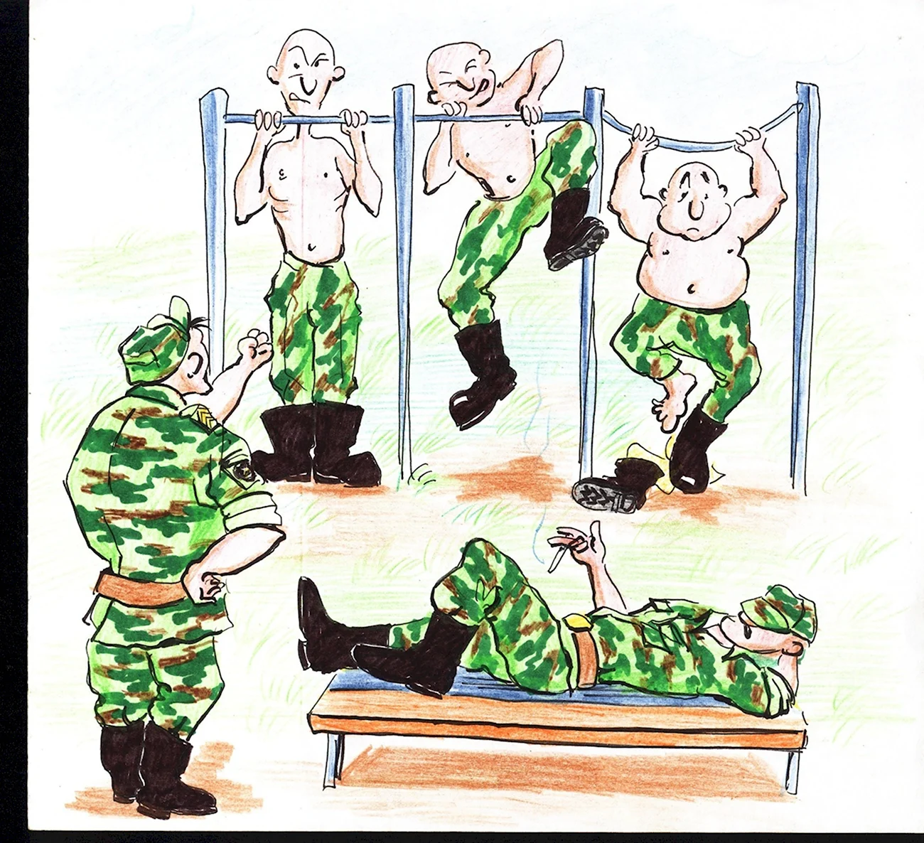 Военные сборы карикатура. Прикольная картинка