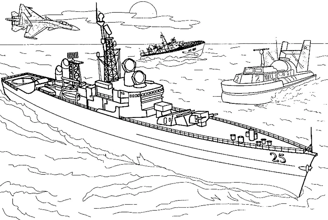 Военный корабль рисунок сбоку. Для срисовки