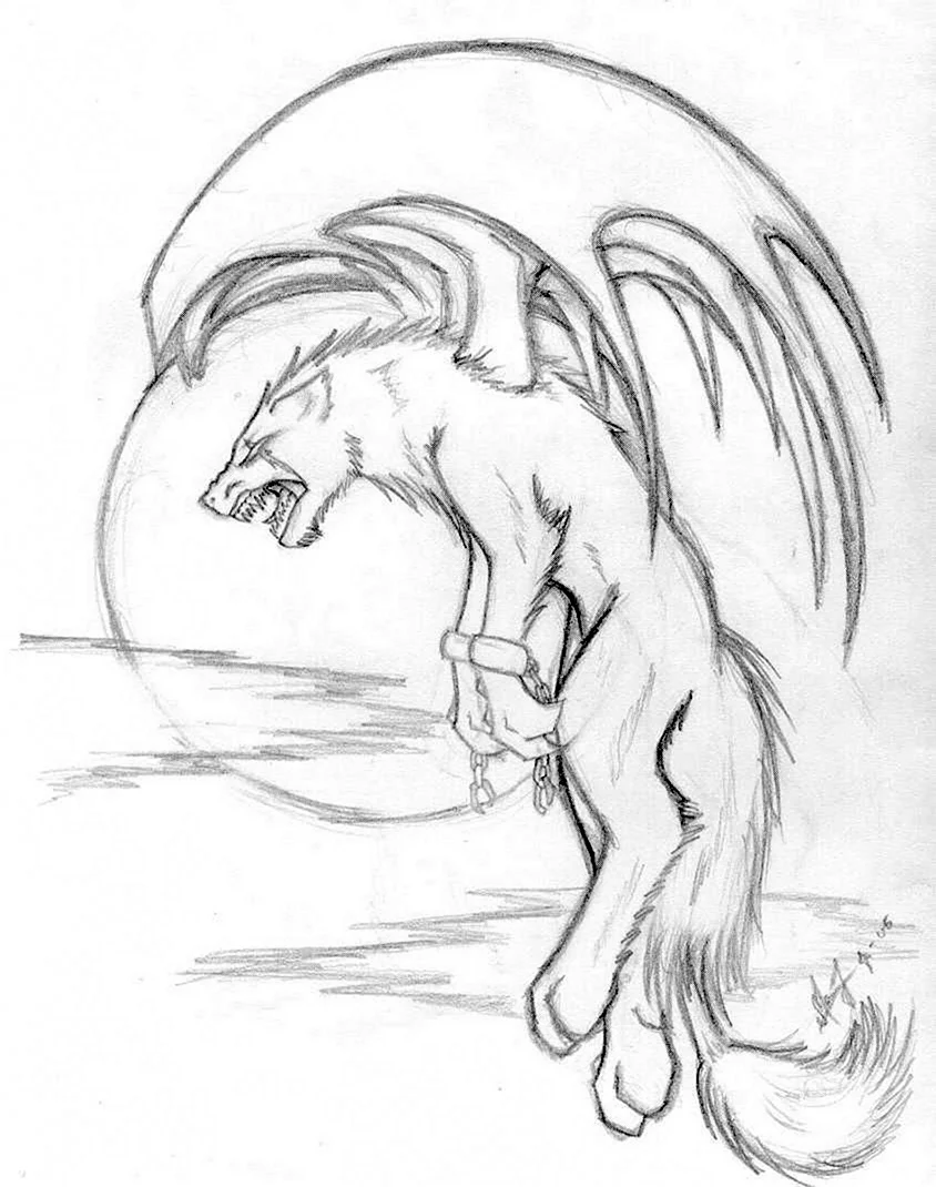 Волк с крыльями рисунок для срисовки. Для срисовки