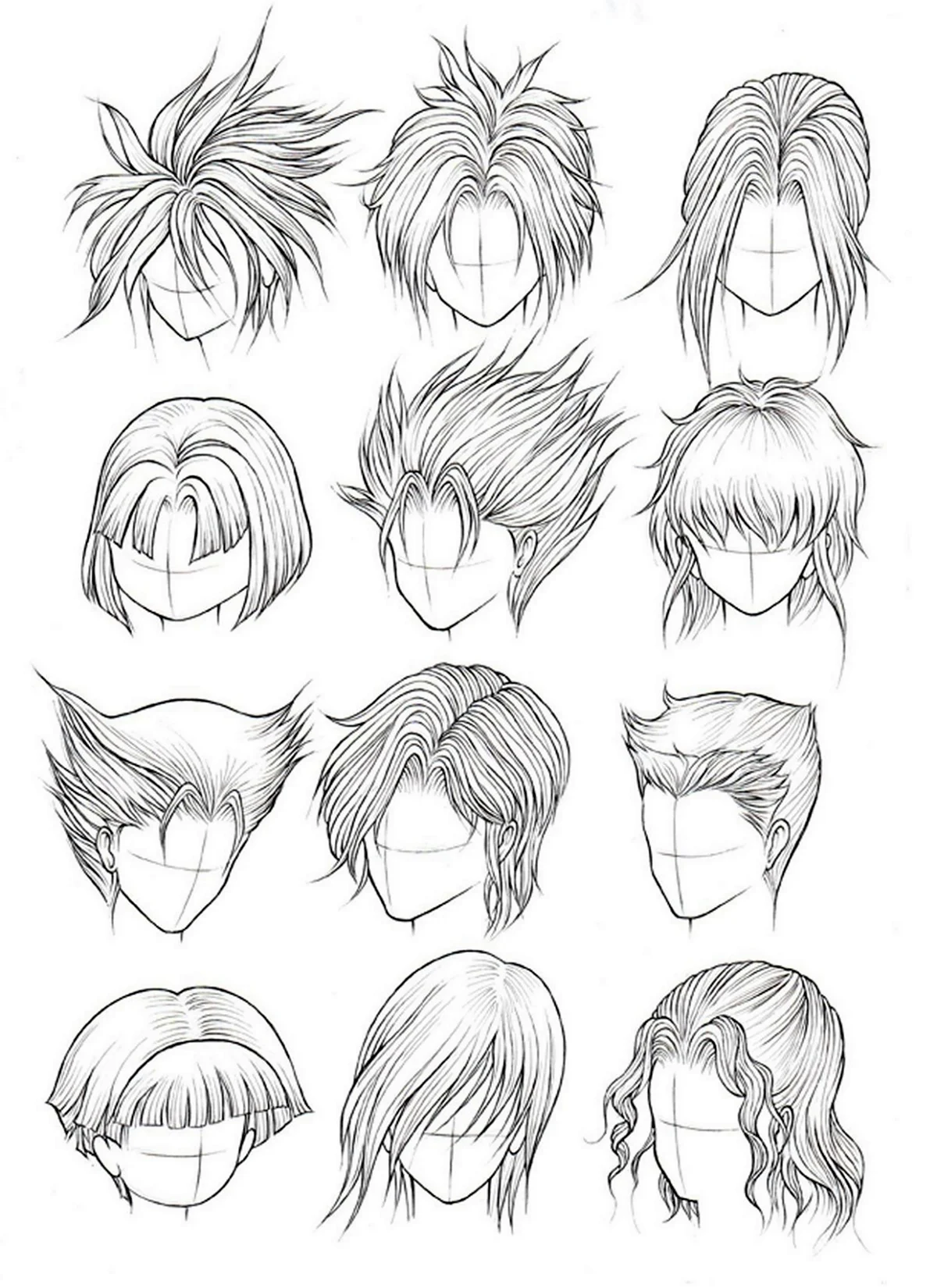 Волосы аниме референс мужские. Для срисовки