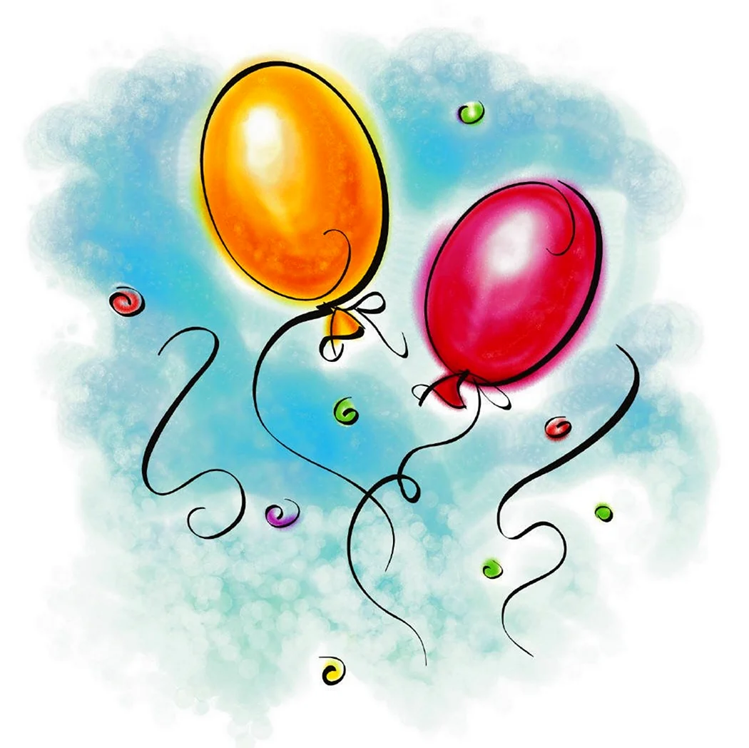 Воздушные шары иллюстрация. Открытка с днем рождения
