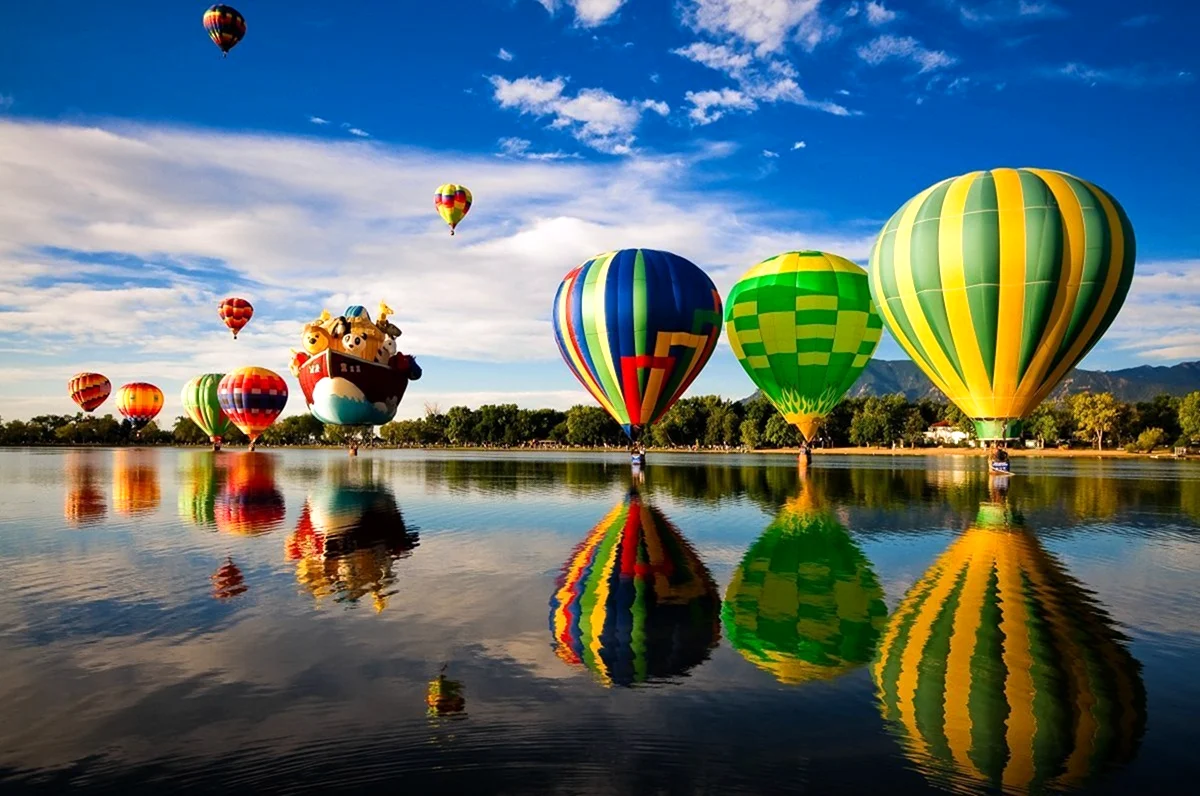 Воздушные шары на природе. Красивая картинка