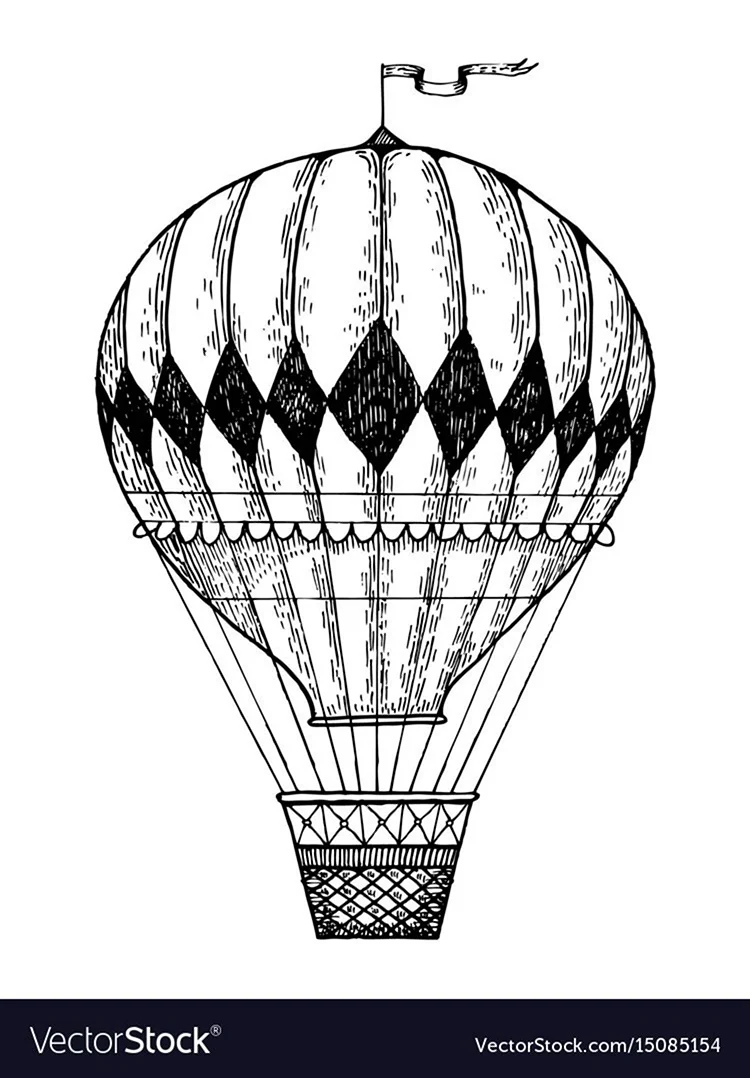 Воздушный шар гравюра. Для срисовки