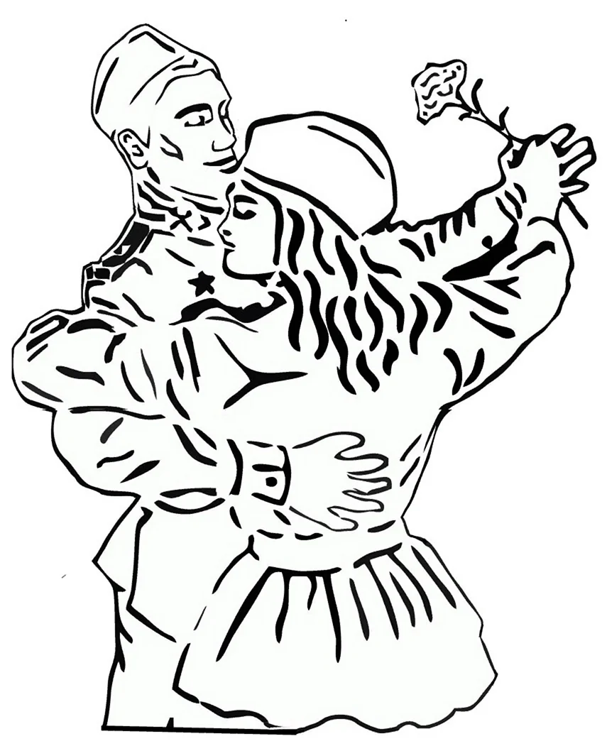 Вытынанка солдат с девушкой. Своими руками