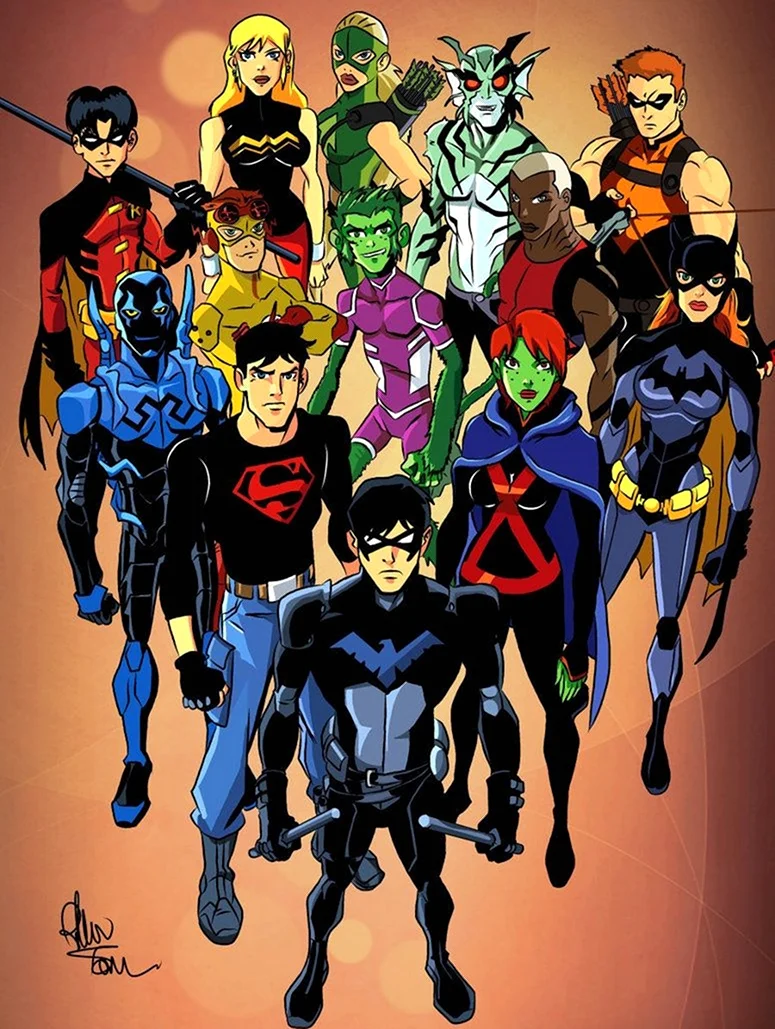 Young Justice герои. Картинка из мультфильма