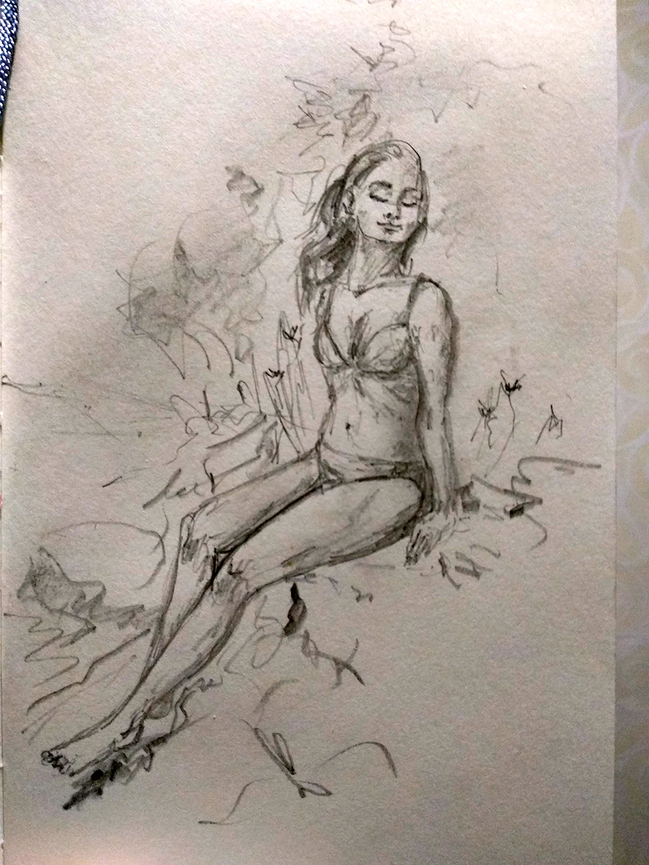 Зарисовка девушки в белье карандашом. Для срисовки