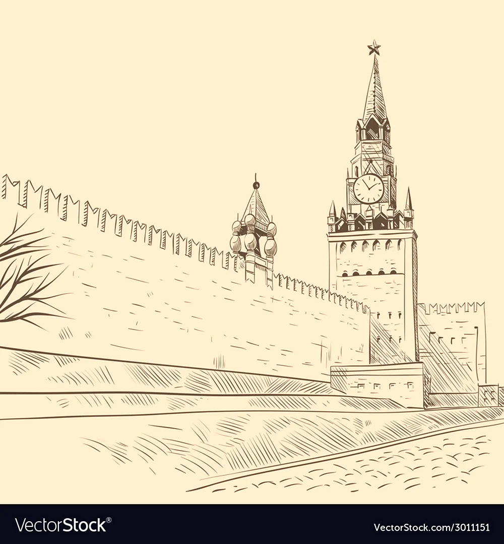 Зарисовка Московского Кремля. Для срисовки