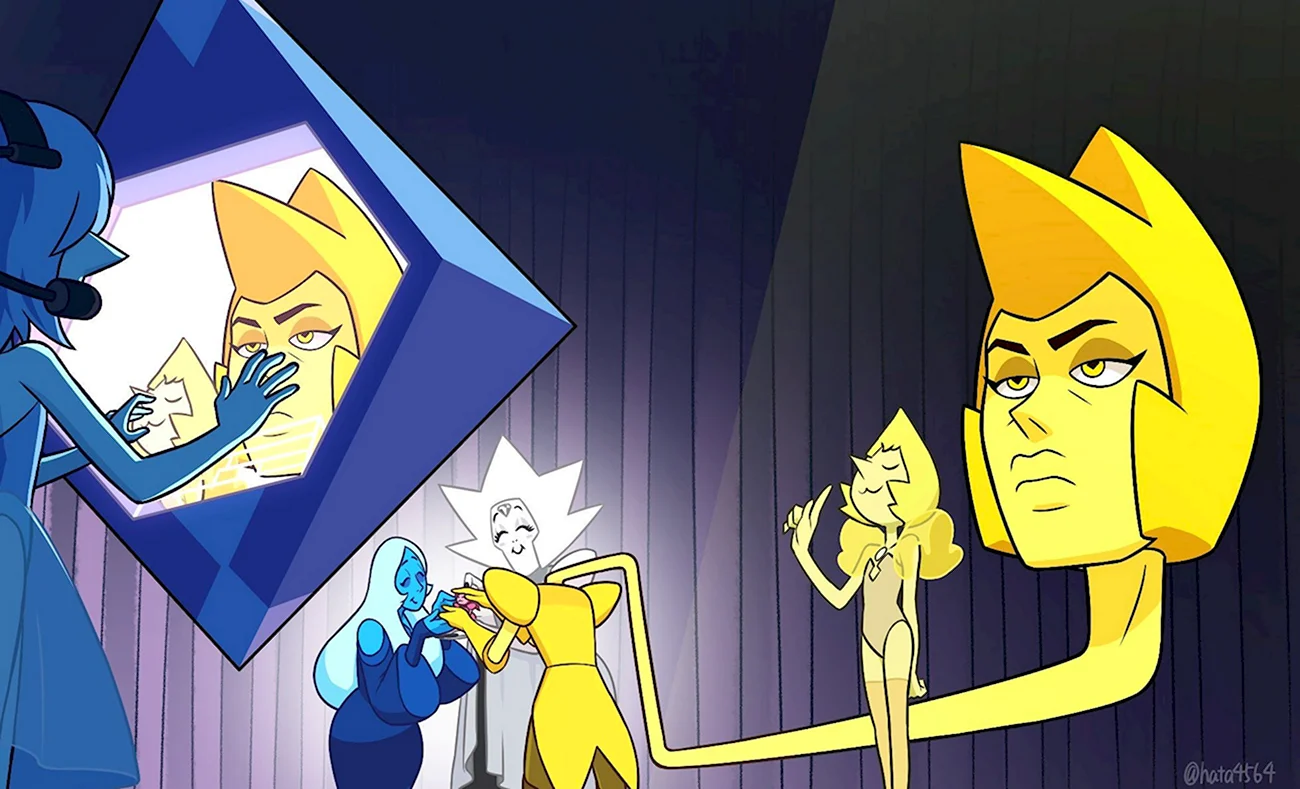 Желтый Алмаз и голубой Стивен Юниверс. Картинка из мультфильма