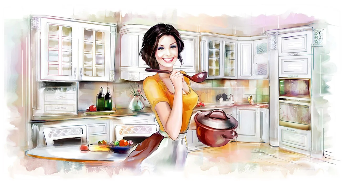 Женщина на кухне. Картинка