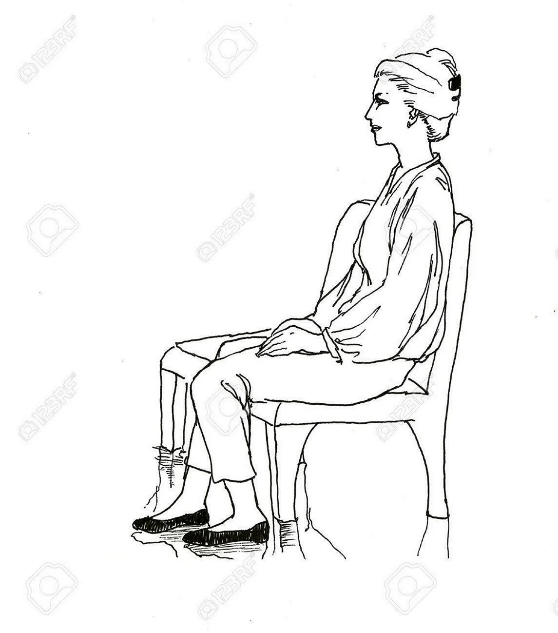 Женщина сидит на стуле рисунок. Для срисовки