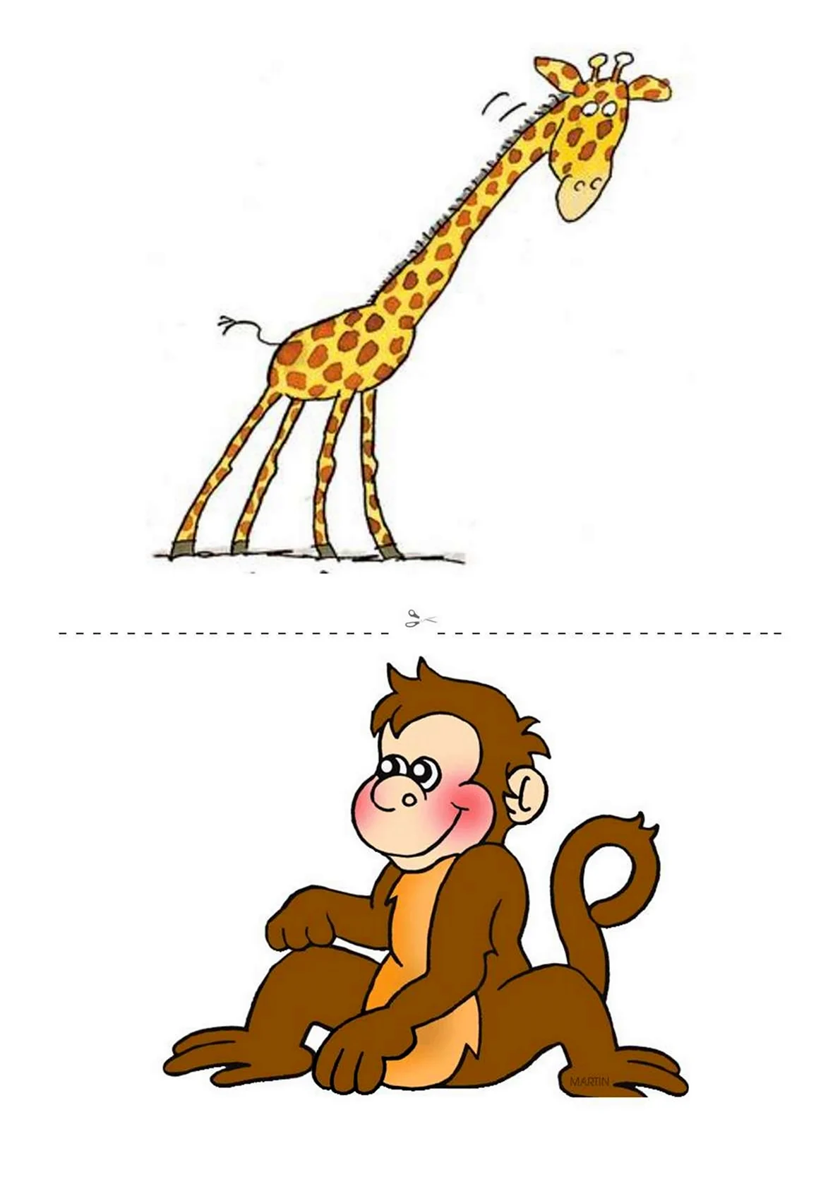 Жираф и обезьяна. Картинка из мультфильма