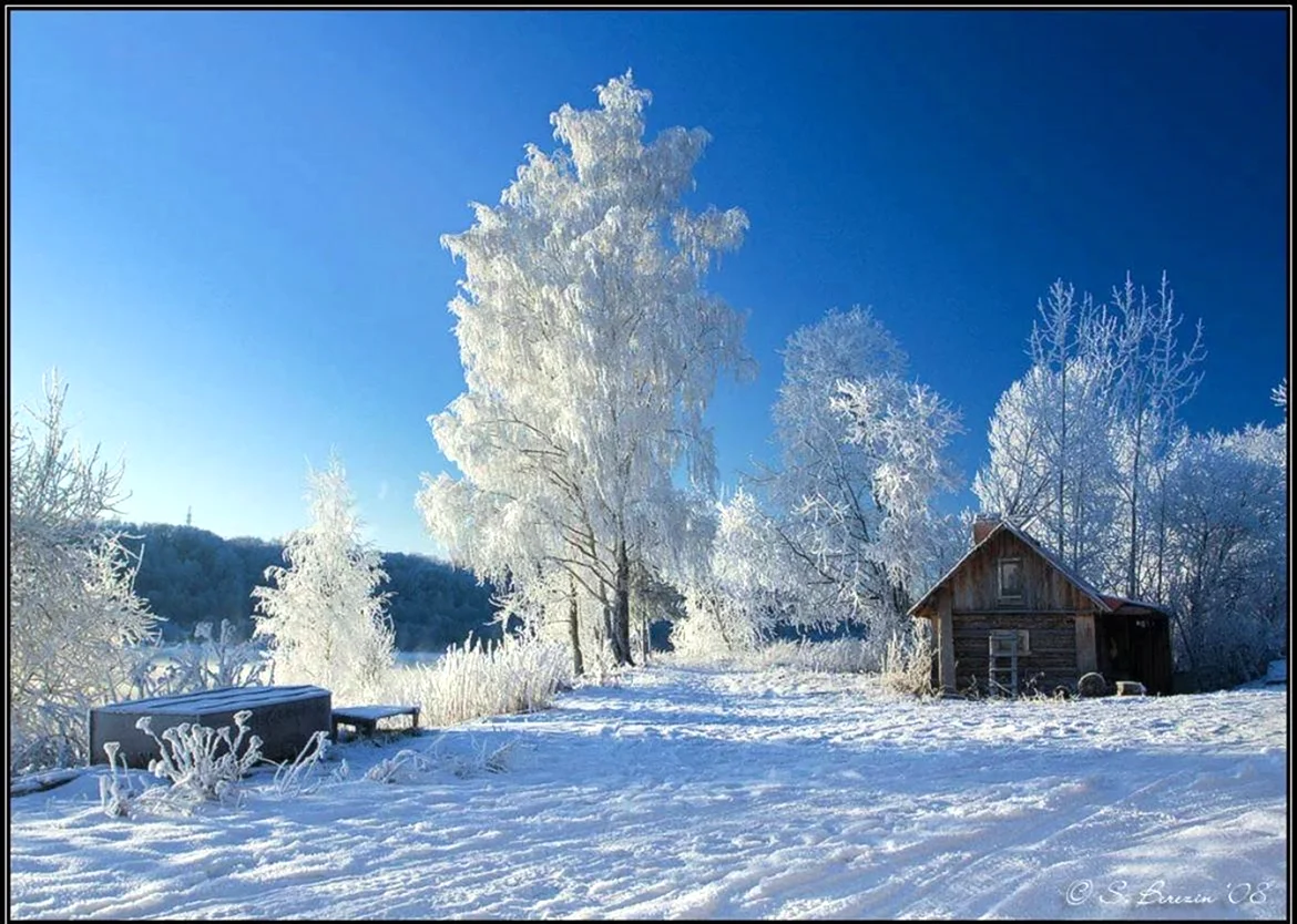 Зима в деревне. Красивая картинка