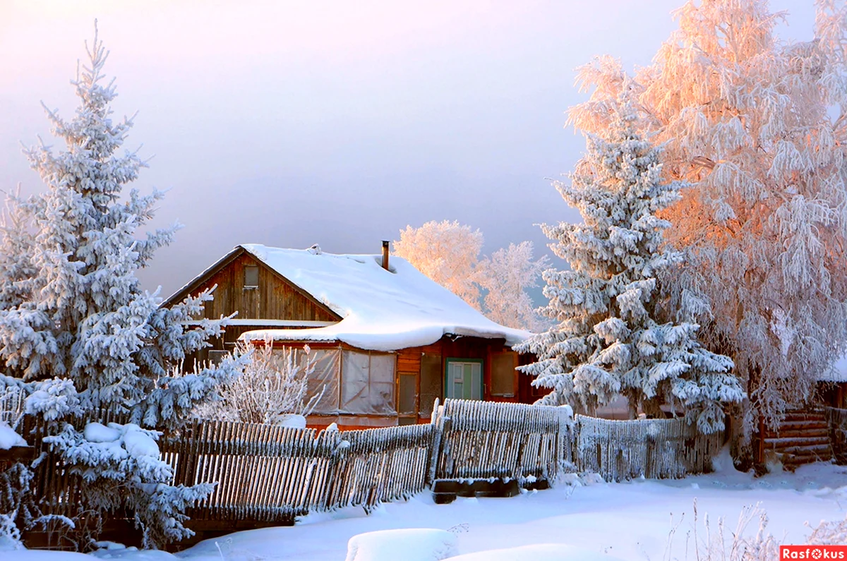 Зимняя деревня Забайкалья. Красивая картинка