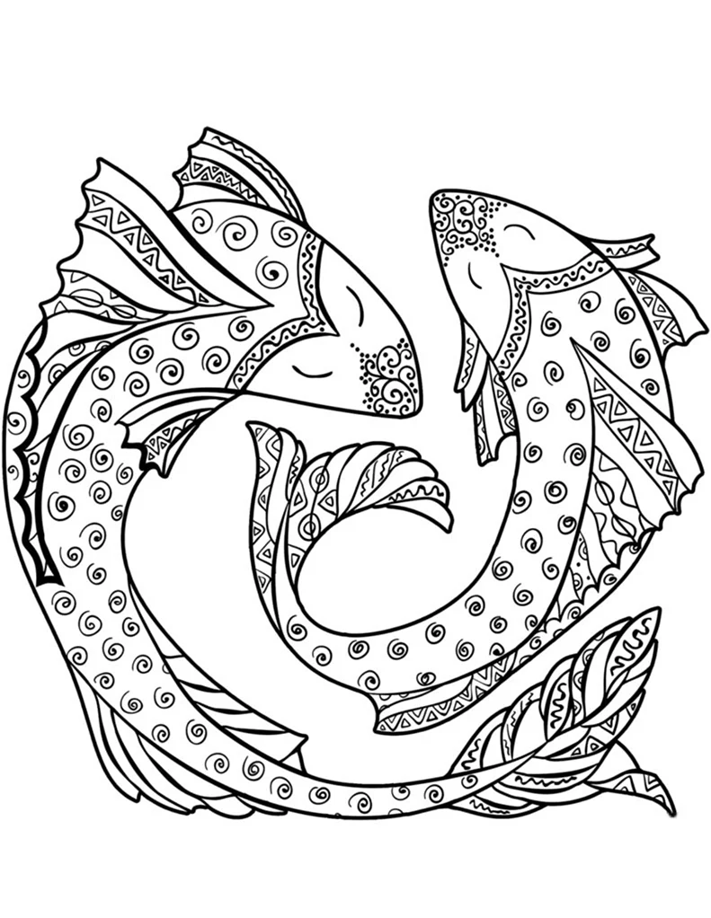 Знак зодиака рыбы раскраска. Для срисовки