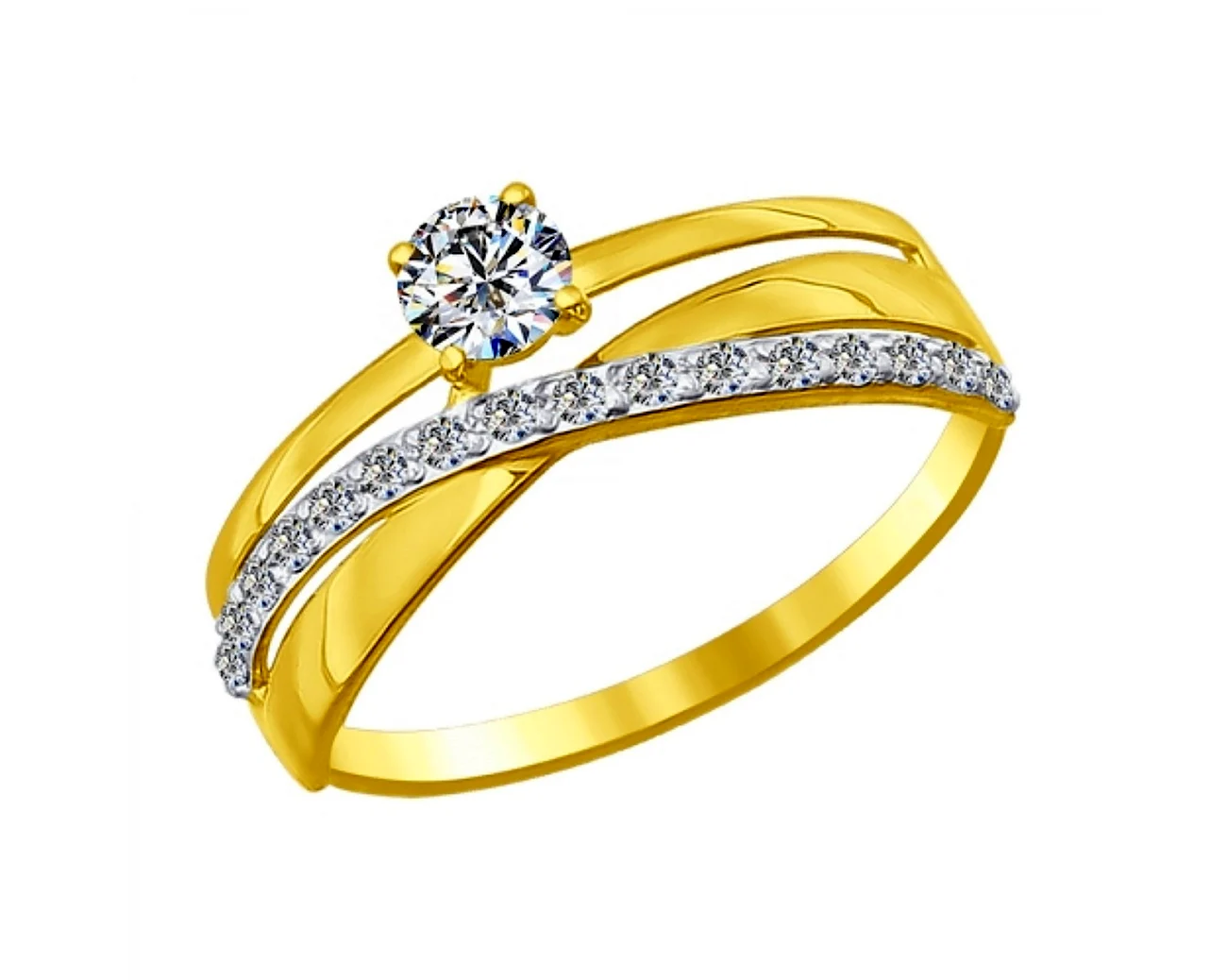 Золотое кольцо Соколов с фианитами арт.016918. Красивая картинка