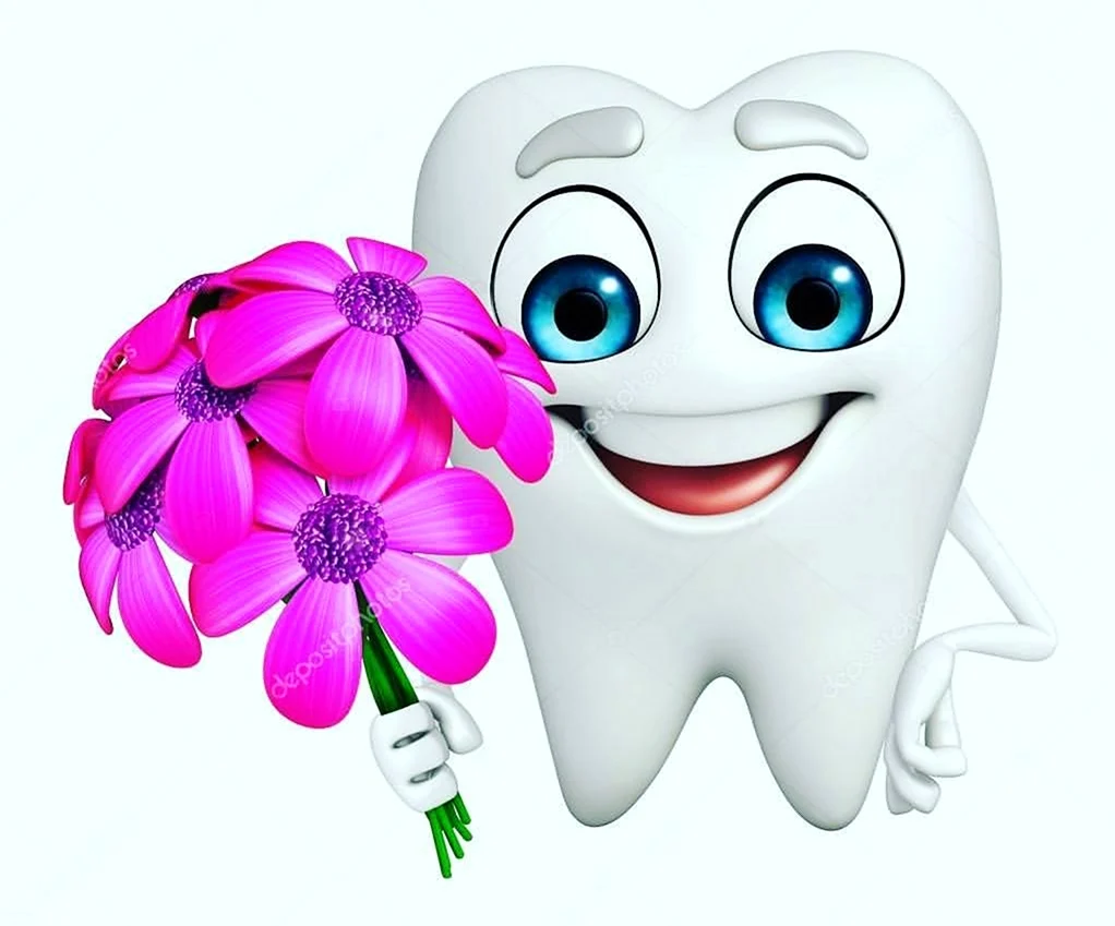 Зуб с цветами. Красивая картинка